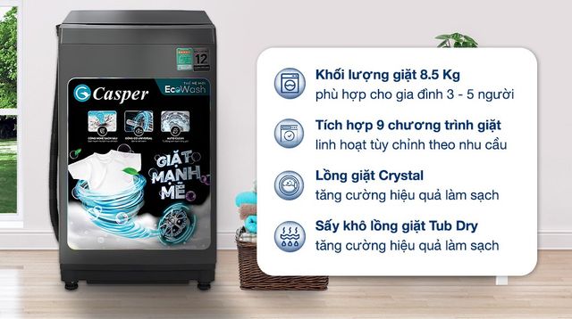 Ảnh Máy giặt Casper 8.5 kg WT-85NG1
