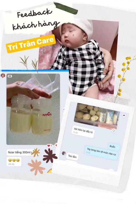 Hình ảnh phản hồi chân thực từ khách hàng sau khi sử dụng dịch vụ thông tắc tia sữa tại Trí Trân Care