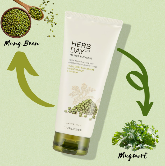 Sữa Rửa Mặt Đậu Xanh & Ngải Cứu Herb Day 365 Master Blending Foaming Cleanser hình ảnh 2