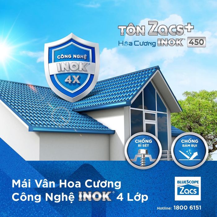 Tôn BlueScope Zacs®+ Hoa Cương Công Nghệ INOK™ – mẫu tôn sóng ngói hình 1