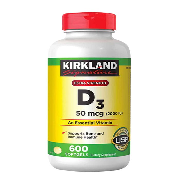 Viên uống Vitamin D3 Kirkland Extra Strength D3 50mcg - Hình ảnh 1