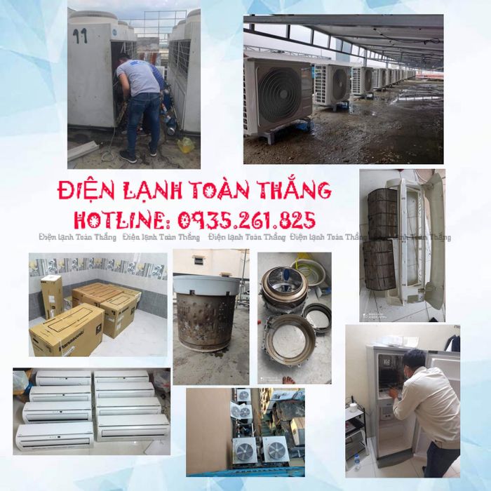 Hình ảnh đội ngũ kỹ thuật Điện Lạnh Toàn Thắng đang thi công