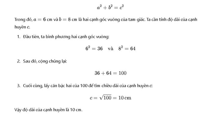 Bài tập 1 ứng dụng định lý Pytago
