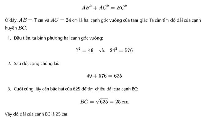 Bài tập 2 ứng dụng định lý Pytago