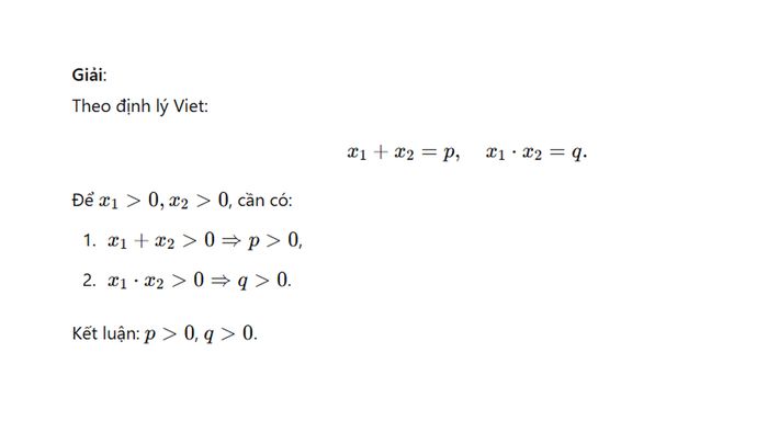 Giải bài tập 3 theo định lý Viet