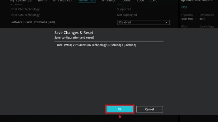 Hướng dẫn kích hoạt ảo hóa trong BIOS/UEFI - thực hiện bước thứ năm