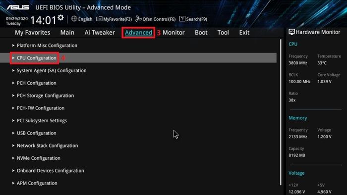 Hướng dẫn kích hoạt ảo hóa trong BIOS/UEFI - thực hiện bước thứ ba