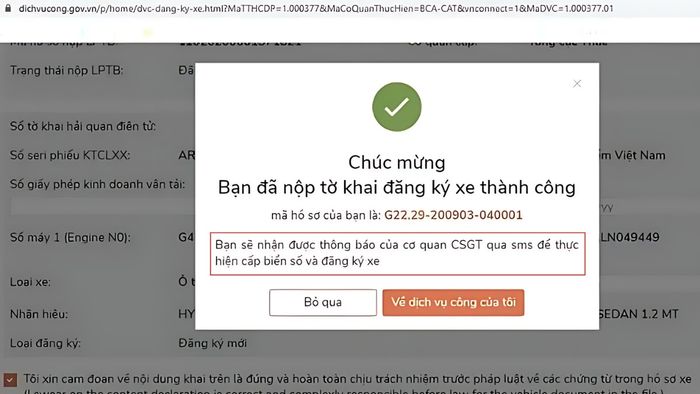 Hướng dẫn tạo biển số xe trên VNeID khi đăng ký mới bước 3