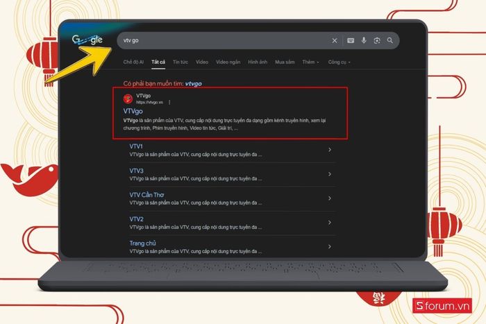 Tìm kiếm VTV Go trên Google