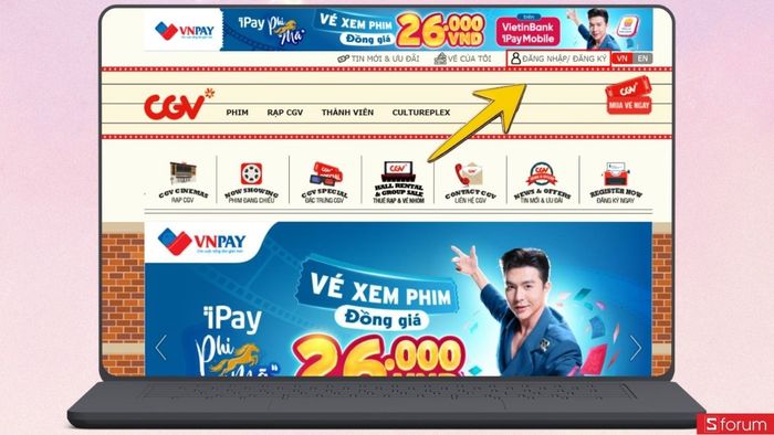 Chọn đăng nhập hoặc đăng ký tài khoản