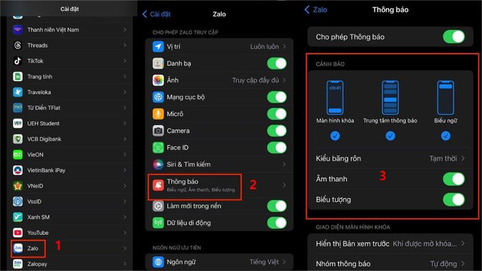 Hướng dẫn bật bong bóng chat Zalo trên điện thoại iPhone