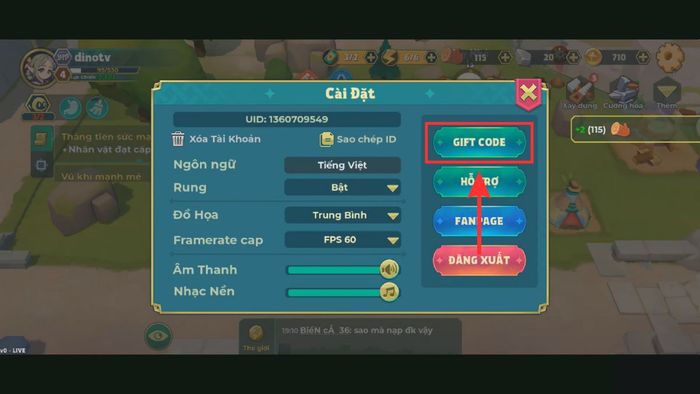 Hướng dẫn nhập mã code Cấm Giới 2 - bước 3