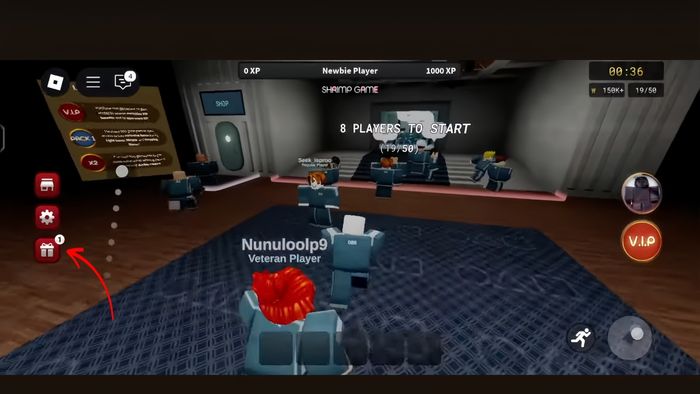 Hướng dẫn nhập mã Shrimp Game bước 1