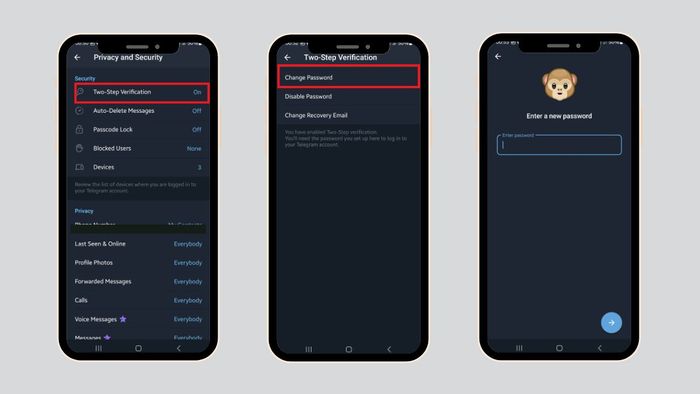 Hướng dẫn thay đổi mật khẩu Telegram trên điện thoại - bước 2