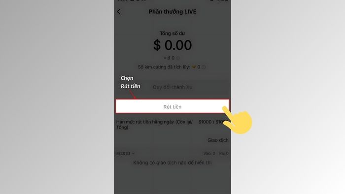 Cách đổi và rút xu TikTok - Bước 5