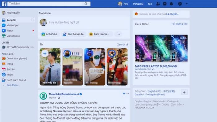 quay lại giao diện Facebook cũ - bước 2