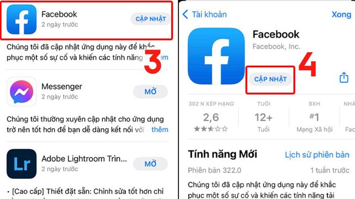 Cập nhật Facebook trên iPhone thủ công - bước 3