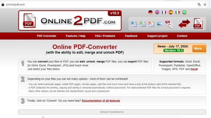 Hướng dẫn chuyển đổi file XML sang PDF bằng Online2PDF, bước đầu tiên