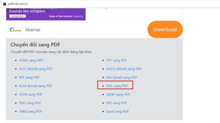 Hướng dẫn chuyển đổi file XML sang PDF với PDF Mall, bước thứ hai