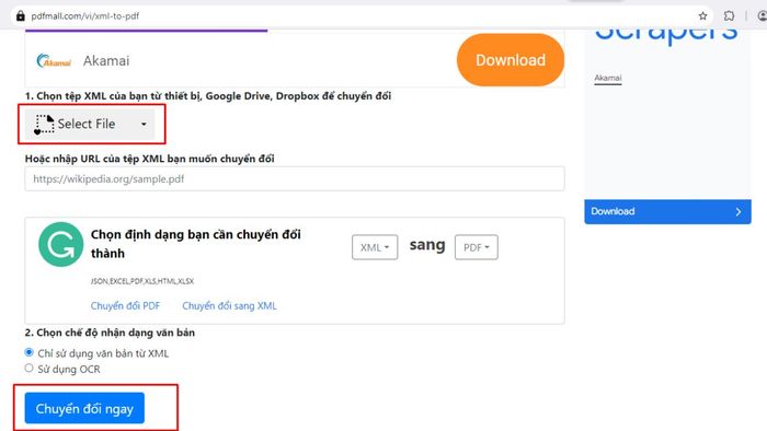 Hướng dẫn chuyển đổi file XML sang PDF với PDF Mall, bước thứ ba