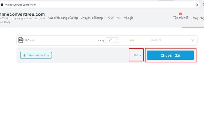 Hướng dẫn chuyển đổi file XML sang PDF với Online Convert Free, bước ba