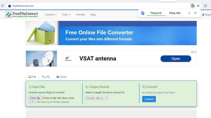 Hướng dẫn chuyển đổi file XML sang PDF với FreeFileConvert, bước đầu tiên