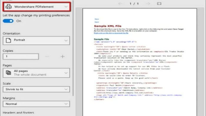 Hướng dẫn chuyển file XML sang PDF bằng PDFelement – Bước 2