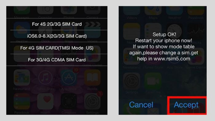 Hướng dẫn kích hoạt iPhone bằng R-Sim hoặc X-Sim bước 3