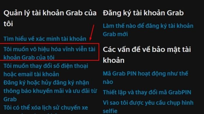 Hướng dẫn xóa tài khoản Grab vĩnh viễn - Bước 3
