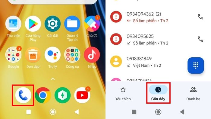 Cách chặn số điện thoại lừa đảo trên Android trong bước 1,2