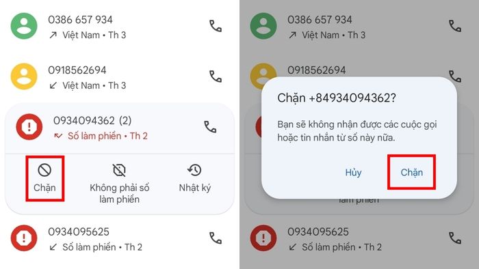 Phương pháp ngăn chặn các cuộc gọi lừa đảo trên hệ điều hành Android bước 3,4