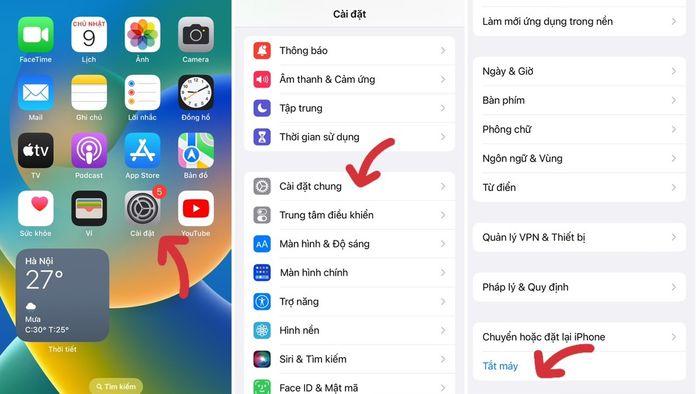 Tắt nguồn và khởi động lại để khắc phục iPhone chụp ảnh bị vàng