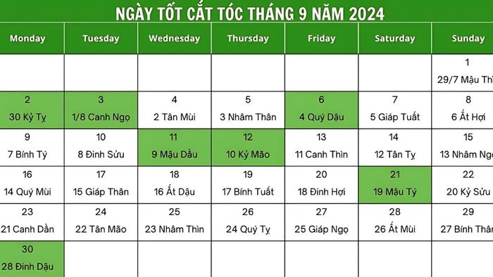 Những ngày tốt để cắt tóc trong tháng 9 năm 2024