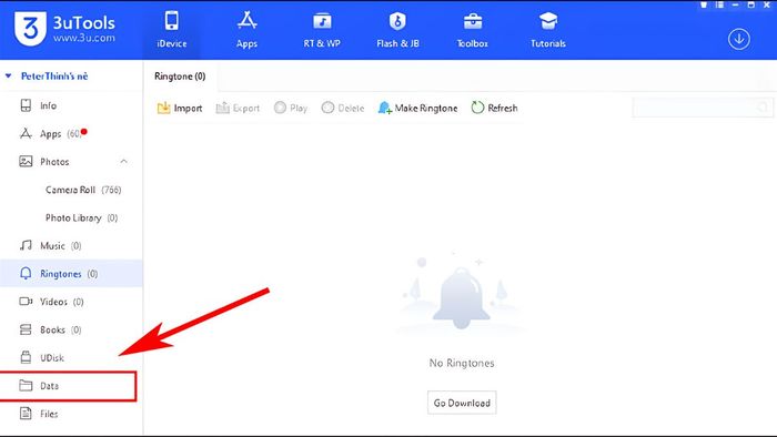 Sử dụng tính năng Data khi cài đặt 3uTools