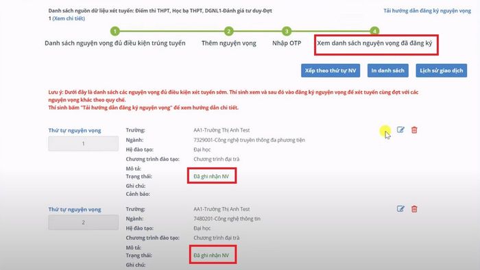 Hướng dẫn đăng ký xét tuyển đại học bước 5