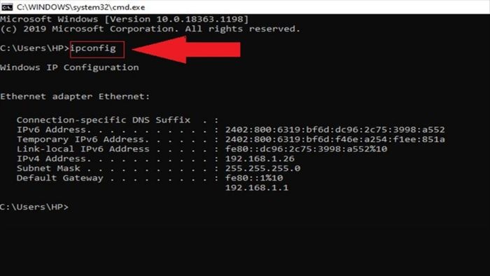 Khắc phục lỗi wifi limited access bằng lệnh DOS bước 2