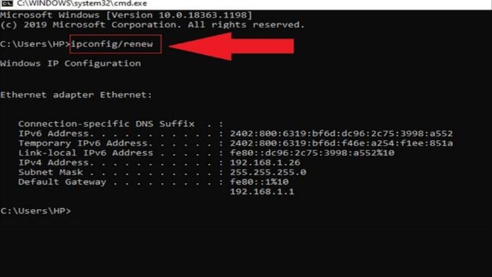 Khắc phục lỗi wifi limited access qua lệnh DOS bước 4