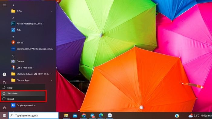 Khởi động lại laptop để sửa lỗi wifi limited access - bước 3