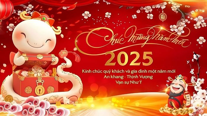 Banner Tết với những câu chúc ý nghĩa, truyền tải thông điệp chúc mừng năm mới.
