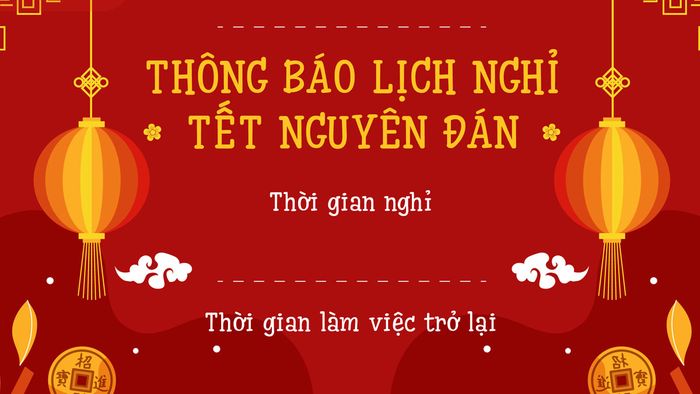Banner Tết thông báo lịch nghỉ Tết đầy đủ, rõ ràng và dễ hiểu.