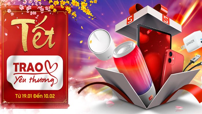 Banner Tết đẹp mắt, thông báo các ngày giảm giá Tết, tạo sự hứng thú cho người mua sắm.