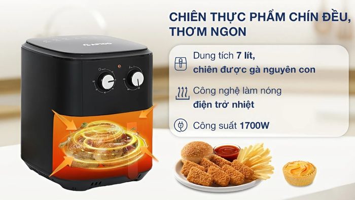 Nồi chiên không dầu Rapido 7L với công nghệ tiên tiến và hiệu quả