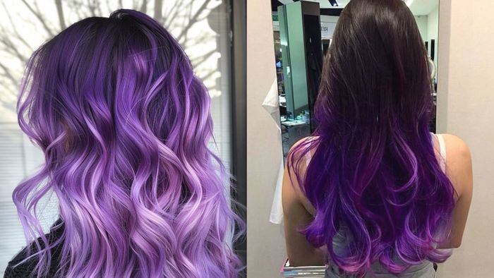 Kiểu tóc tím đen ombre