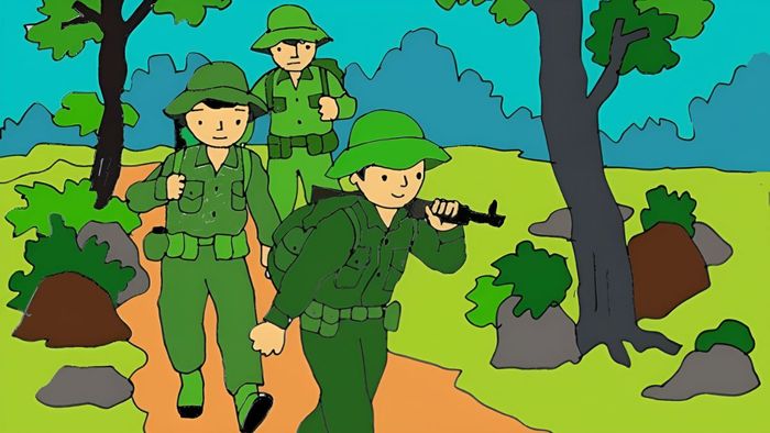 Bài văn miêu tả chú bộ đội trên con đường hành quân