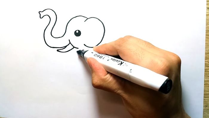 Vẽ chú voi dễ thương vẽ vòi và miệng của voi