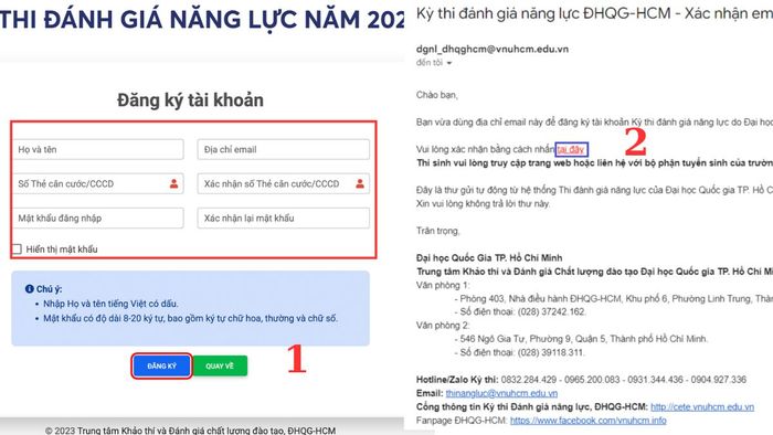 Hướng dẫn truy cập thinangluc.vnuhcm.edu.vn - Phần 2
