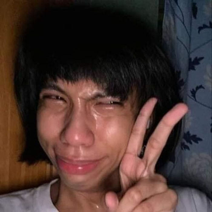 Ảnh meme khóc lầy lội, gây cười với sự ngốc nghếch.