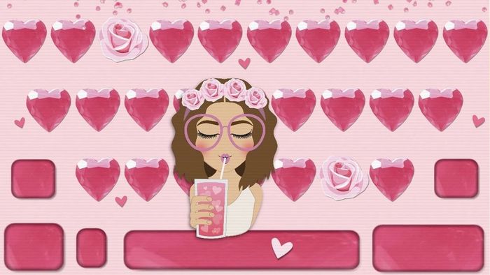 Mẫu hình nền bàn phím cute với đường nét mềm mại tinh tế