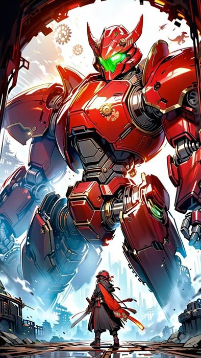 Hình nền robot với phong thái vững chãi, kiên cường