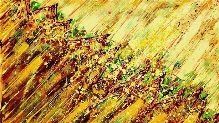 Tranh trừu tượng hài hòa, cân đối.